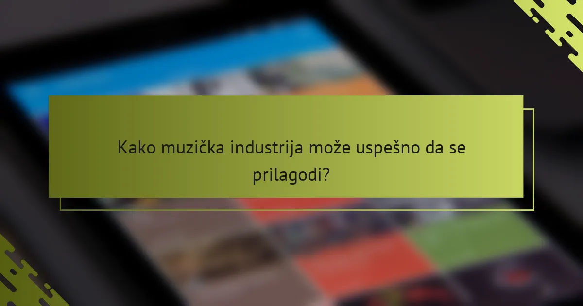 Kako muzička industrija može uspešno da se prilagodi?